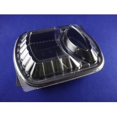 PP Black 2-comp Container w/ Clear OPS Lid